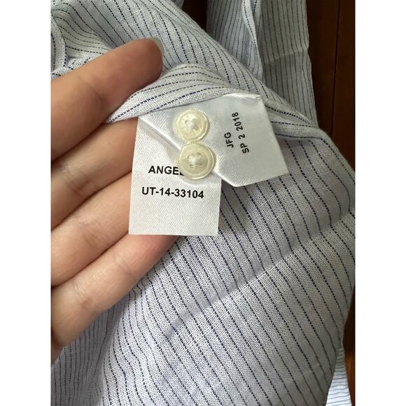 NWT Untuckit Women's Striped Button Angelen Linen Shirt Long Sleeve White Size 6 - Picture 6 of 10